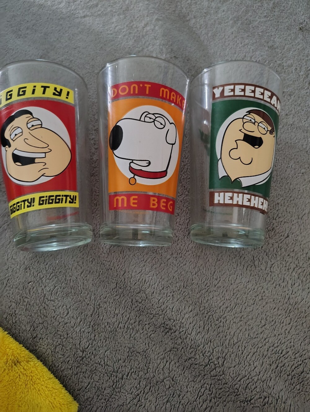 Family Guy Character Pint Glass Set - Red, Orange, Green